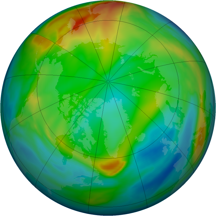 Arctic ozone map for 31 December 2004